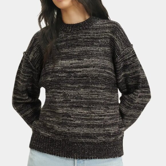 UGG 'Avianna' Striped Wool-Blend Pullover Sweater, Black/Grey Multi - Picture 2 of 3